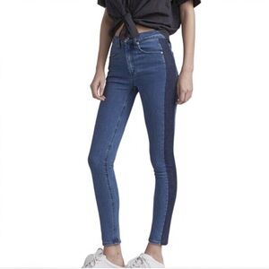 Rag & Bone Mazie High Waist Skinny Jeans Double Indigo Stripe Sz 26